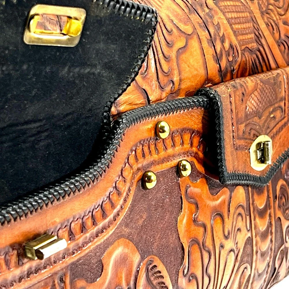 VINTAGE 1950’s | TOOLED LEATHER x-large briefcase